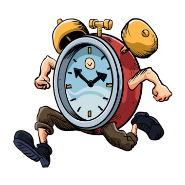 Clock Man Running.old clock  clipart